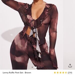 Fashion Nova Brown Ruffle Blouse